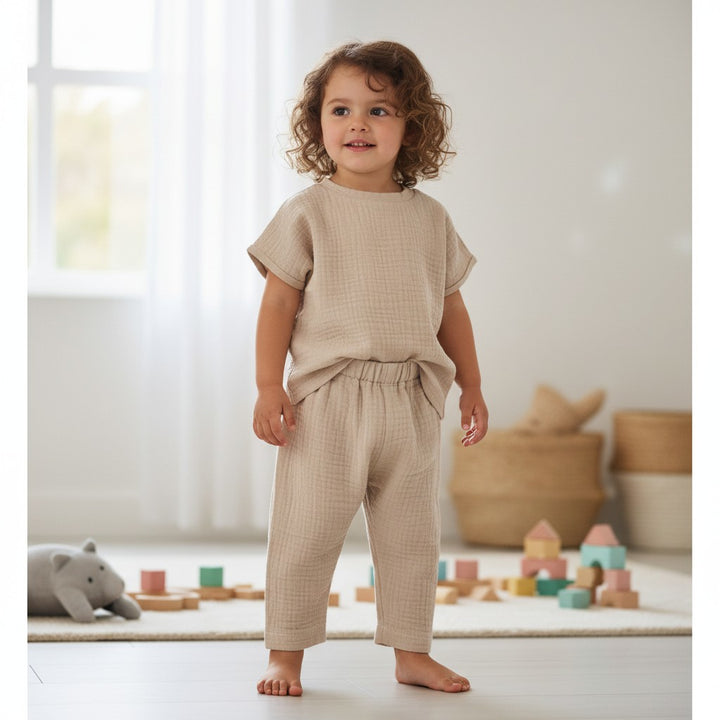 Muslin Summer Pants - Beige 1 - 3 Years