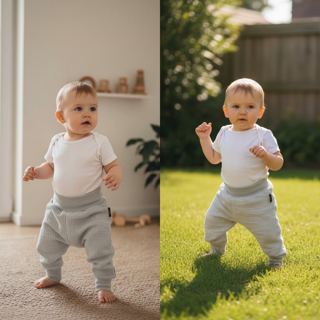 Muslin Baggy Pants - Gray NB