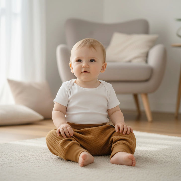 Muslin Baggy Pants - Camel 0 - 1 Year