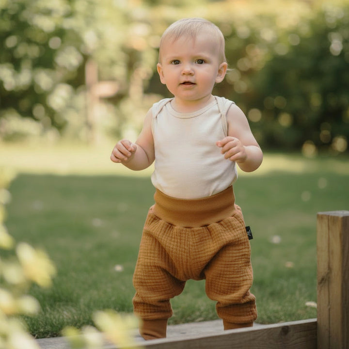 Muslin Baggy Pants - Camel 0 - 1 Year