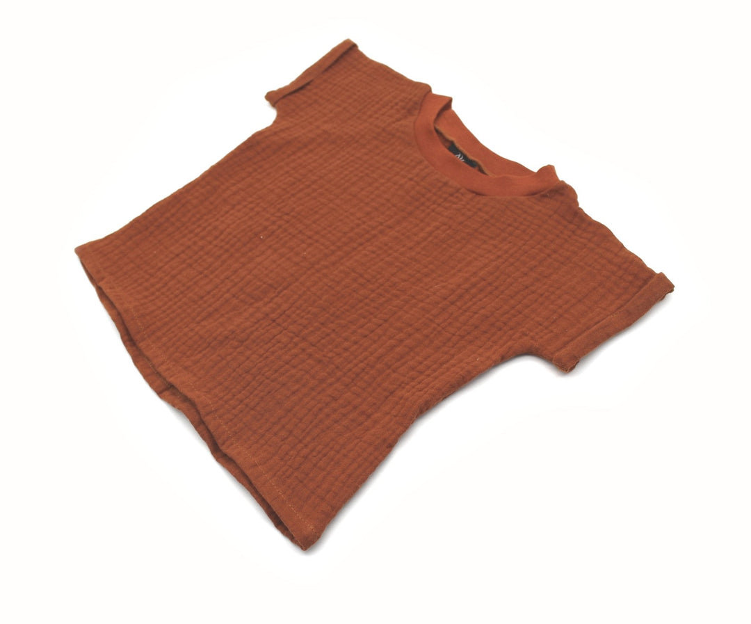 Muslin summer T-shirt - Cognac - AnnaKarinna