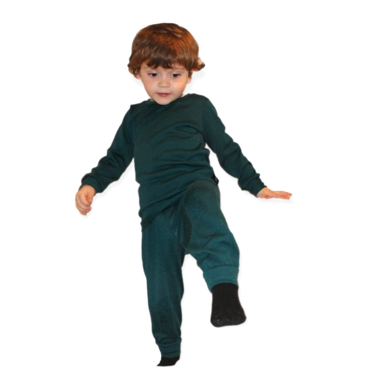 100% Merino Wool Kids Pajamas set green 0 - 1 Year - AnnaKarinna