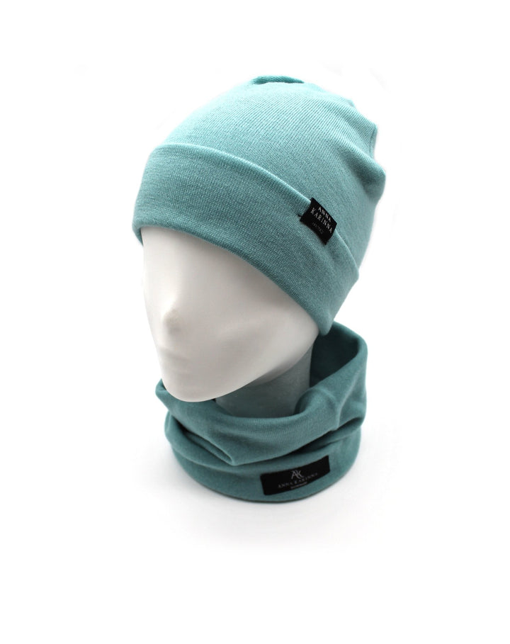 100% Merino Wool Loop Scarf and Beanie set - Sea Green - AnnaKarinna