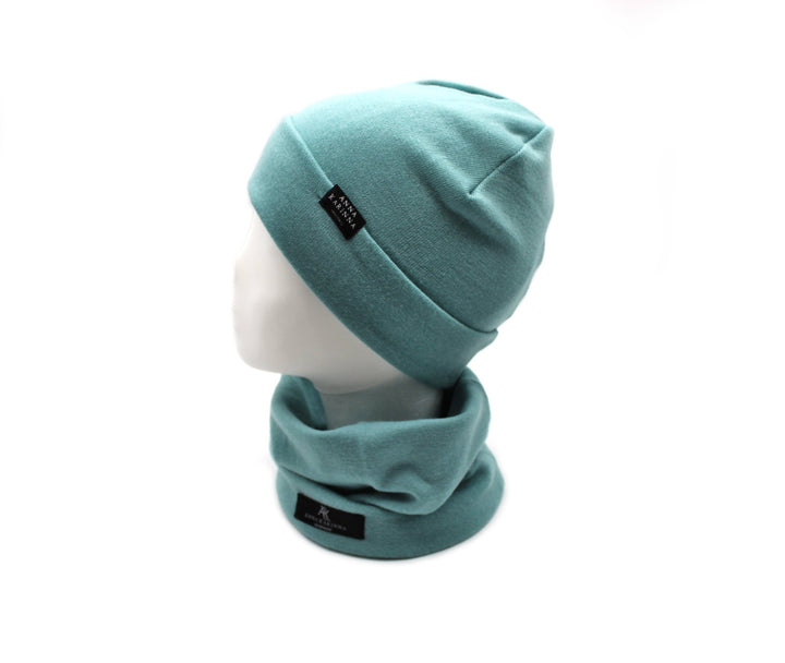 100% Merino Wool Loop Scarf and Beanie set - Sea Green - AnnaKarinna