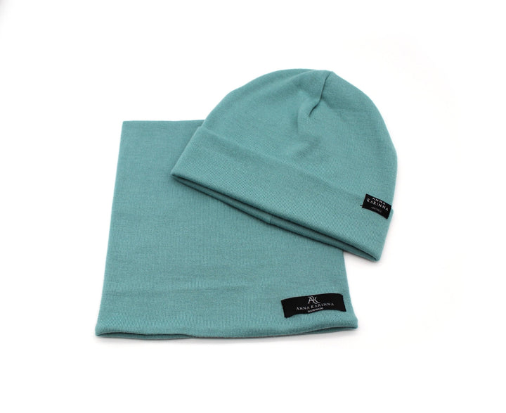 100% Merino Wool Loop Scarf and Beanie set - Sea Green - AnnaKarinna