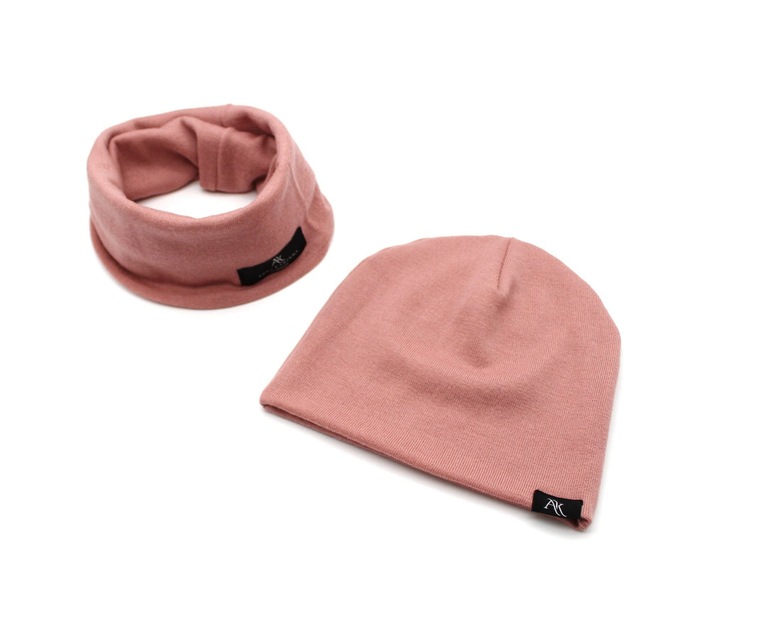 100% Merino Wool Loop Scarf and Hat set - Pink - AnnaKarinna