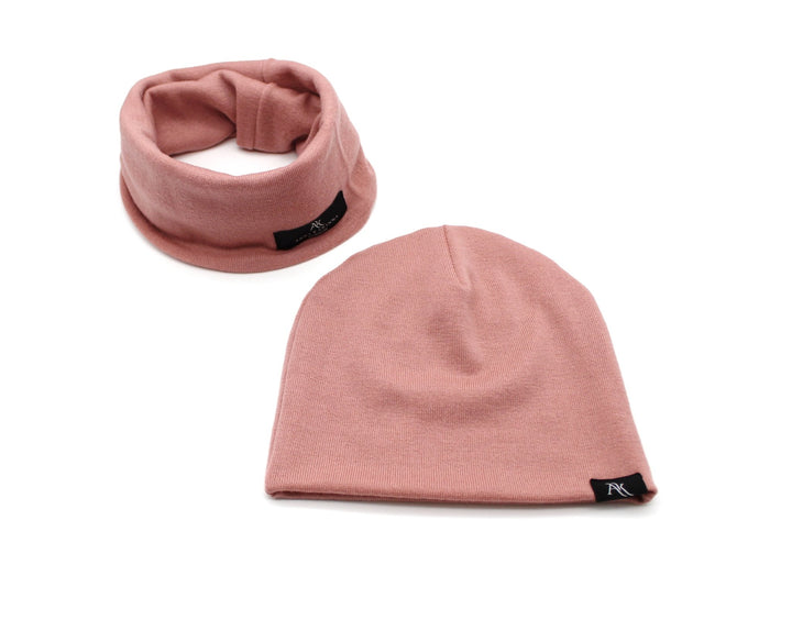 100% Merino Wool Loop Scarf and Hat set - Pink - AnnaKarinna