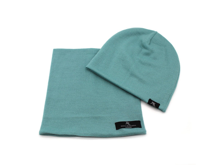 100% Merino Wool Loop Scarf and Hat set - Sea Green - AnnaKarinna