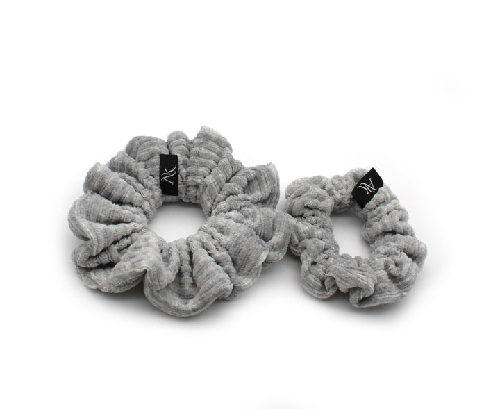 Grey Melange Rib cotton Scrunchie