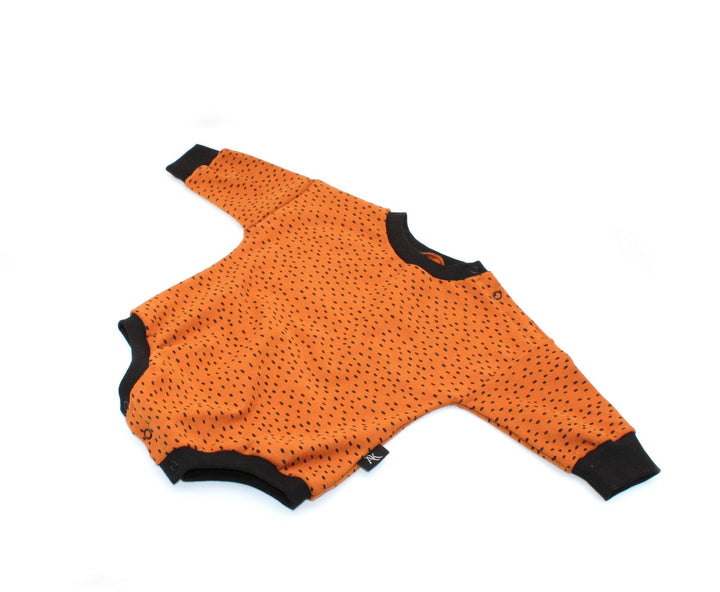 Bio GOTS cotton baby Romper - Dots Cognac/Black 1 - 3 Years - AnnaKarinna