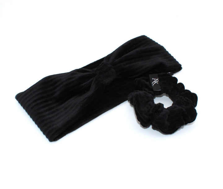 Black Turban Headband & Small Scrunchie Set - AnnaKarinna