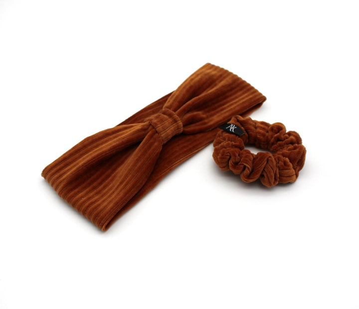 Cognac Turban Headband & Small Scrunchie Set - AnnaKarinna