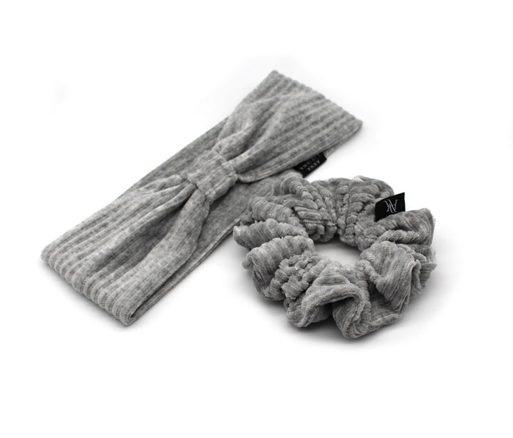 Gray Melage Turban Headband & Medium Scrunchie Set - AnnaKarinna