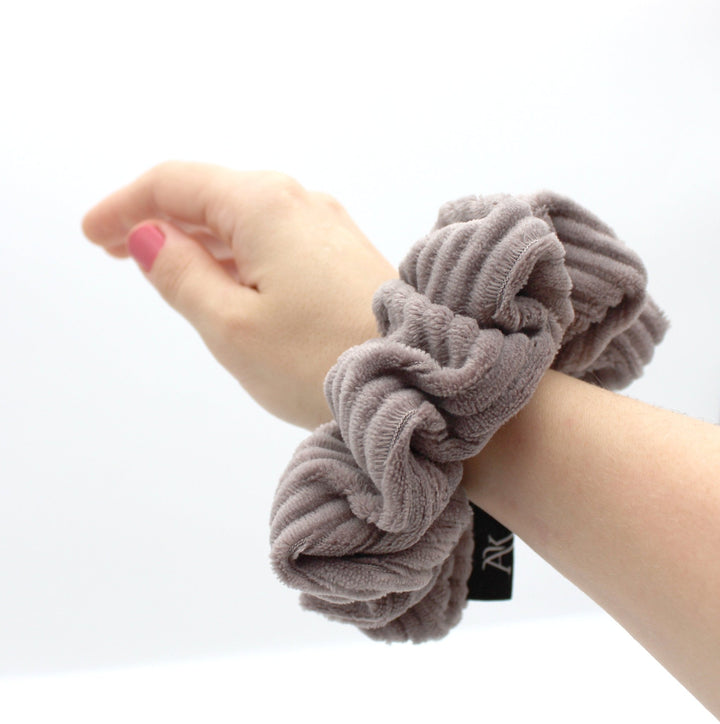 Gray Suede Rib cotton Scrunchie - AnnaKarinna