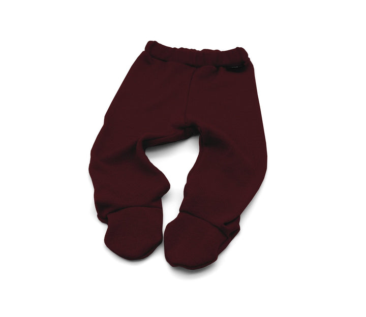 Merino Wool baby footed pants - Bordeaux 0 - 1 Year - AnnaKarinna