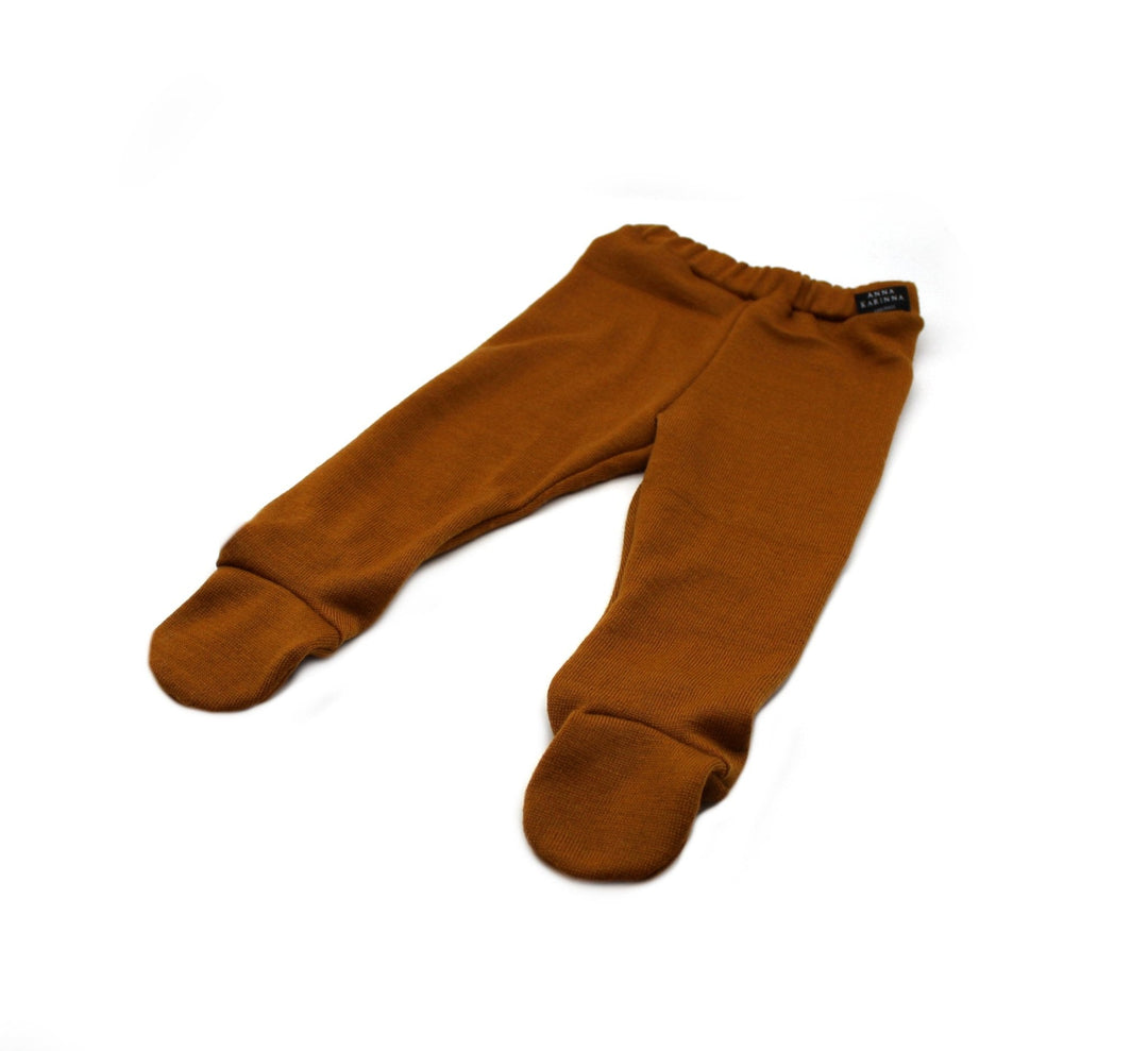 Merino Wool baby footed pants - Ocher 0 - 1 Year - AnnaKarinna