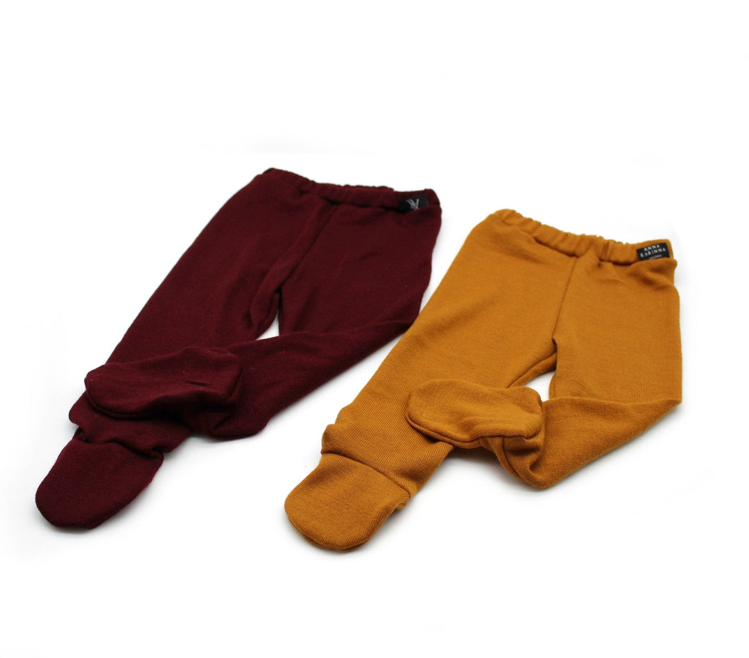 Merino Wool baby footed pants - Ocher 0 - 1 Year - AnnaKarinna