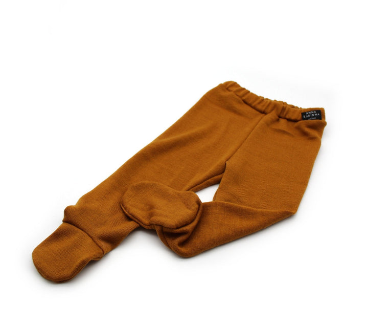 Merino Wool baby footed pants - Ocher 0 - 1 Year - AnnaKarinna