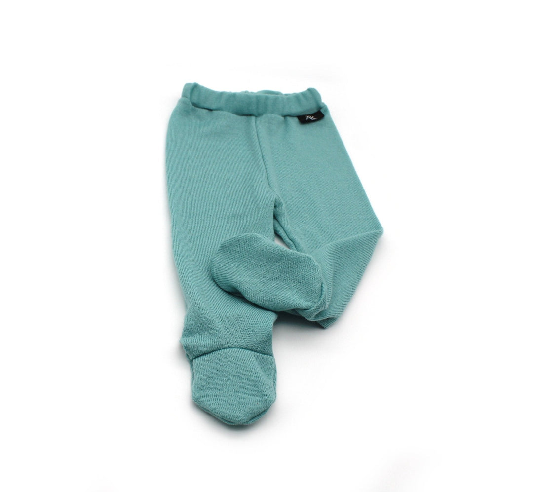 Merino Wool baby footed pants - Sea Green 0 - 1 Year - AnnaKarinna