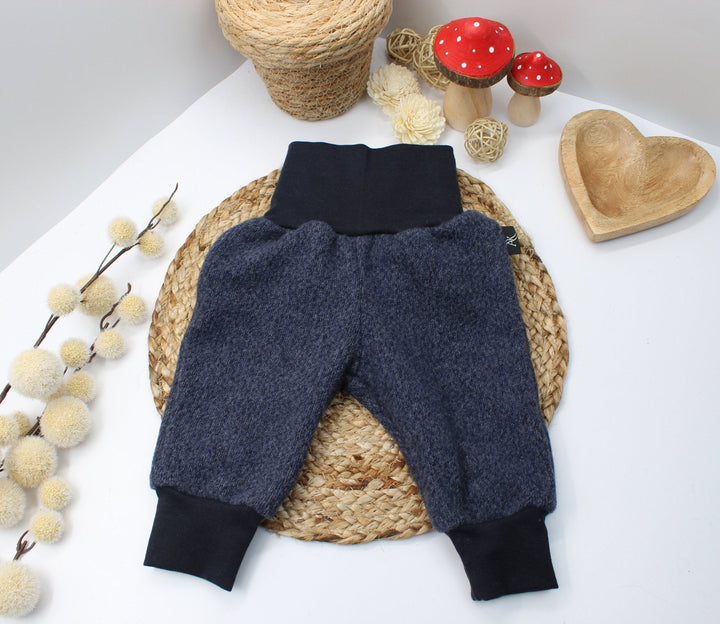 Merino Wool Winter Baggy Pants - Navy Blue 4 - 6 Years - AnnaKarinna