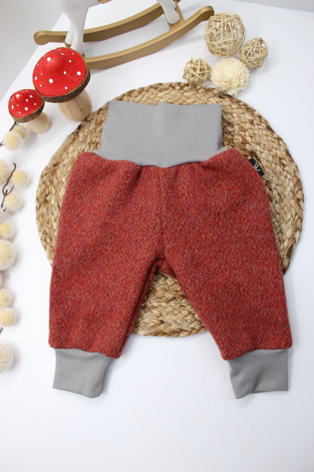 Merino Wool Winter Baggy Pants - Red 1 - 3 Years - AnnaKarinna