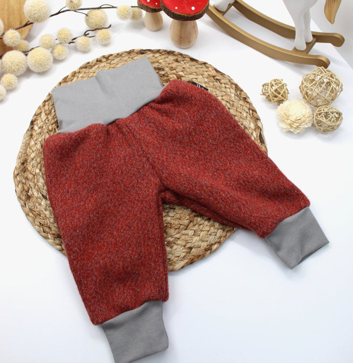 Merino Wool Winter Baggy Pants - Red 1 - 3 Years - AnnaKarinna