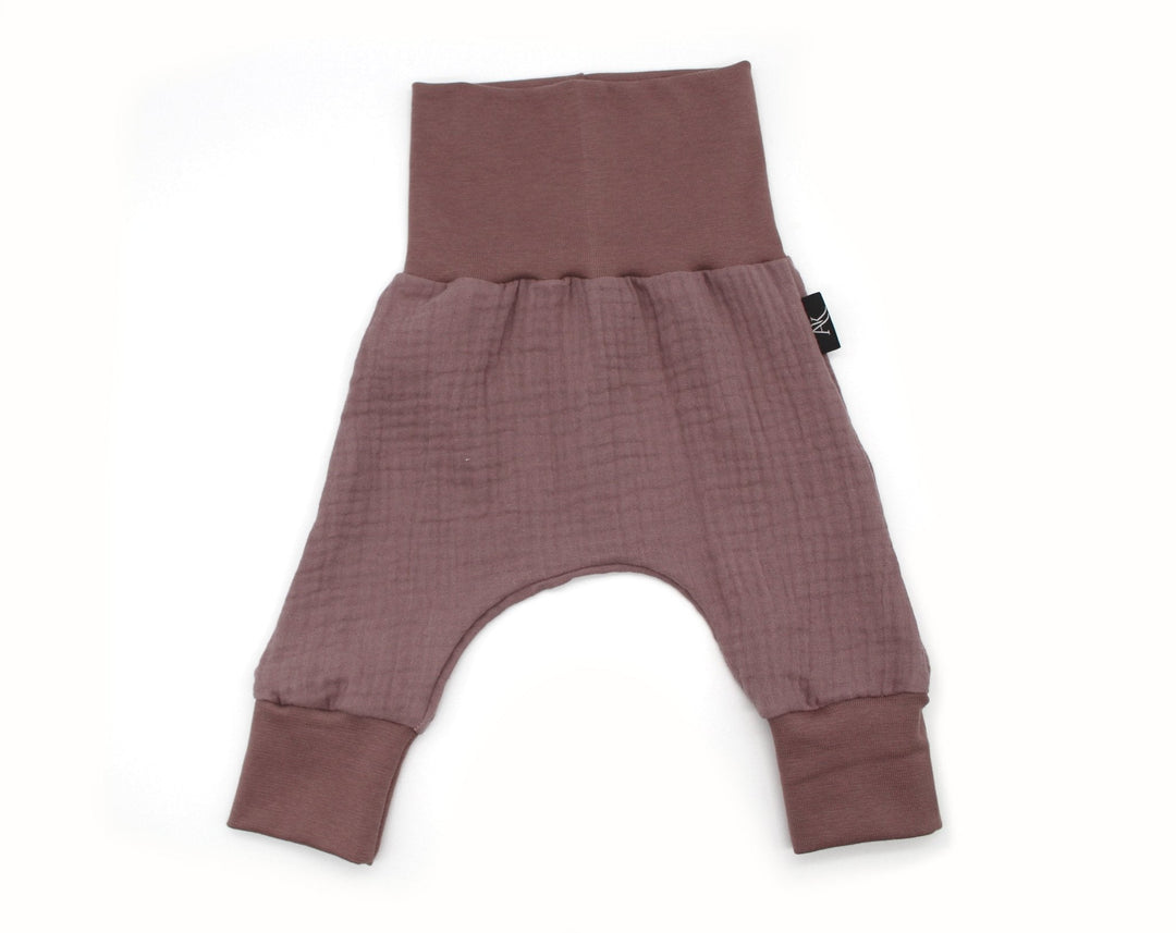 Muslin Baggy Pants - Old Mauve 0 - 1 Year - AnnaKarinna