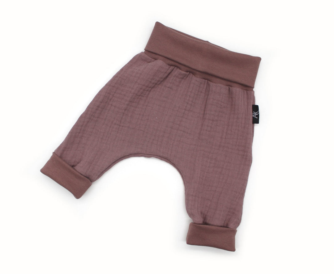 Muslin Baggy Pants - Old Mauve 0 - 1 Year - AnnaKarinna