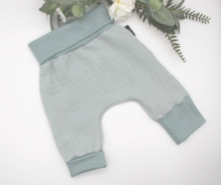 Muslin Baggy Pants - Sea Green 0 - 1 Year - AnnaKarinna