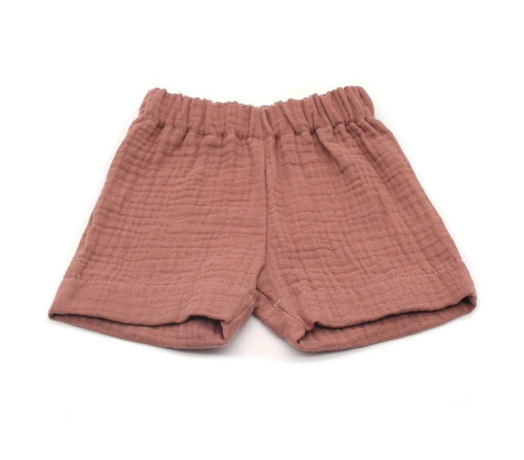 Muslin Summer Shorts - Clay Pink 1 - 3 Years - AnnaKarinna