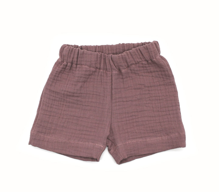 Muslin Summer Shorts - Old Mauve 0 - 1 Year - AnnaKarinna