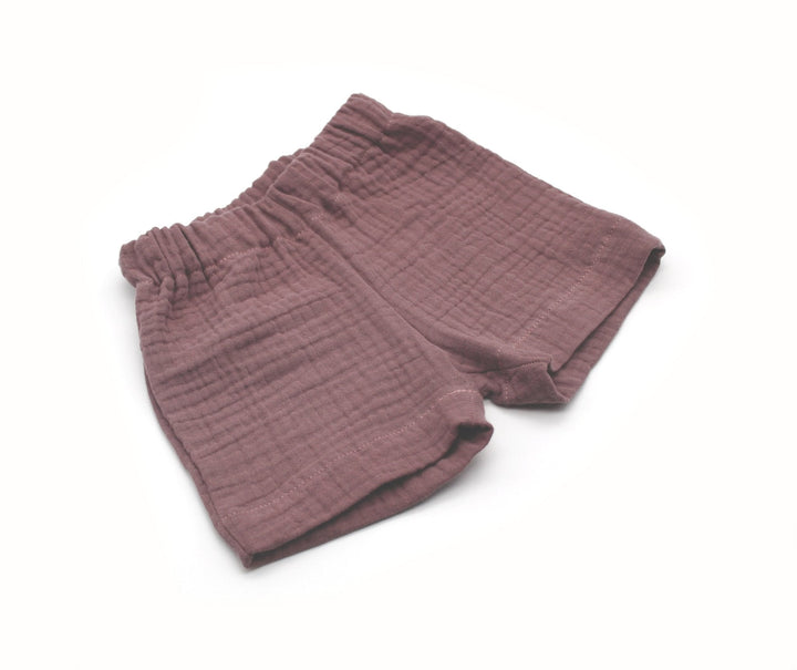 Muslin Summer Shorts - Old Mauve 0 - 1 Year - AnnaKarinna