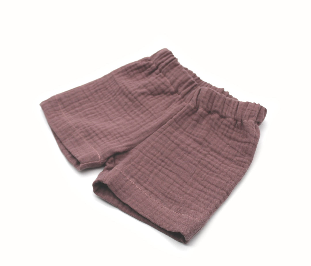 Muslin Summer Shorts - Old Mauve 0 - 1 Year - AnnaKarinna