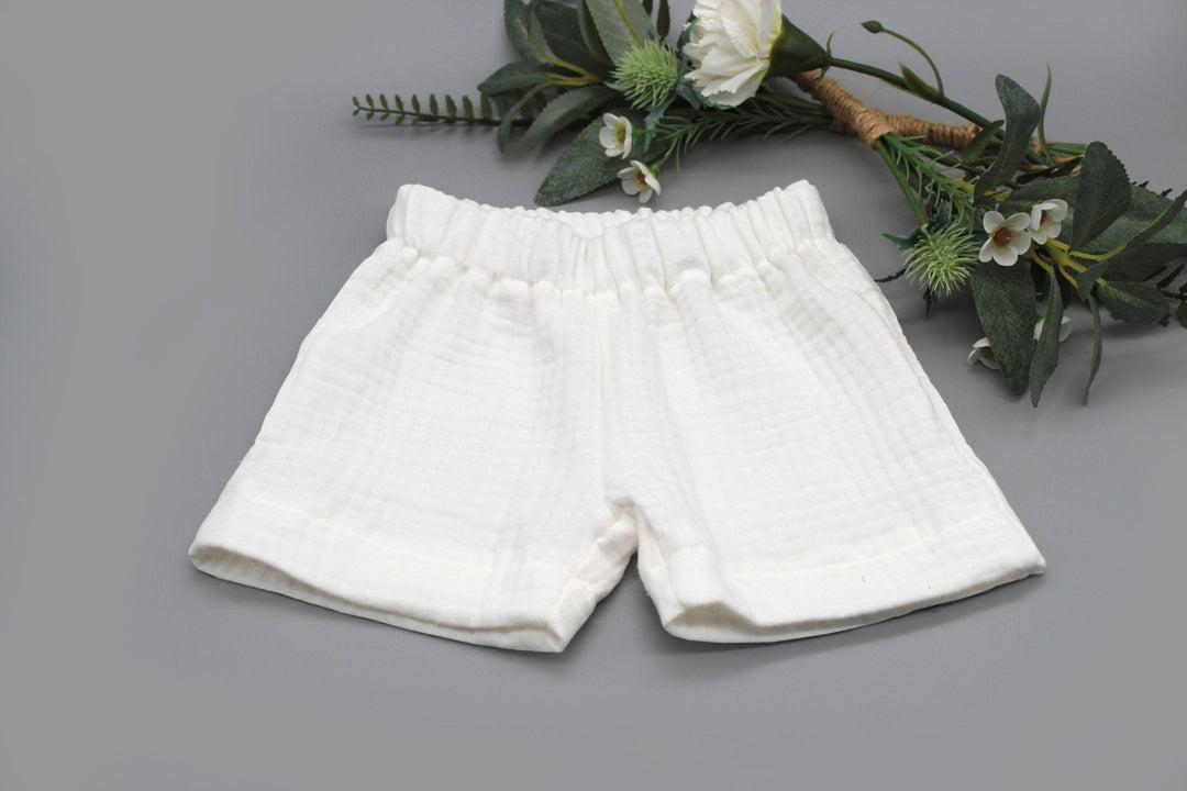 Muslin Summer Shorts - White 0 - 1 Year - AnnaKarinna