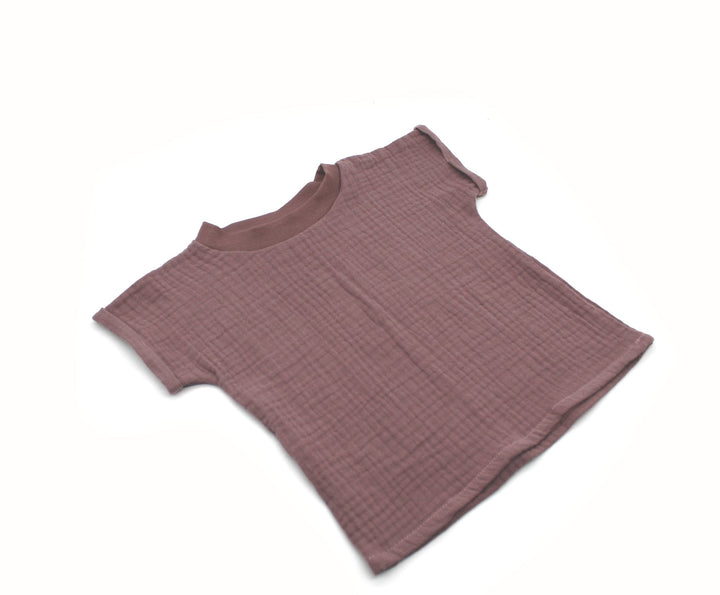 Muslin summer T-shirt - Old Mauve 1 - 3 Years - AnnaKarinna