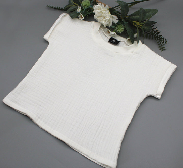 Muslin summer T-shirt - White 0 - 1 Year - AnnaKarinna