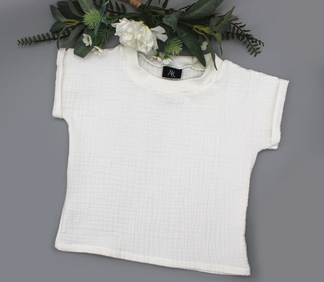 Muslin summer T-shirt - White 0 - 1 Year - AnnaKarinna