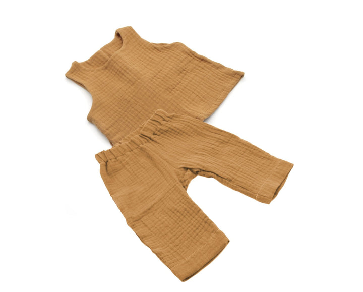 Muslin Summer Top and Pants - Camel 0 - 1 Year - AnnaKarinna