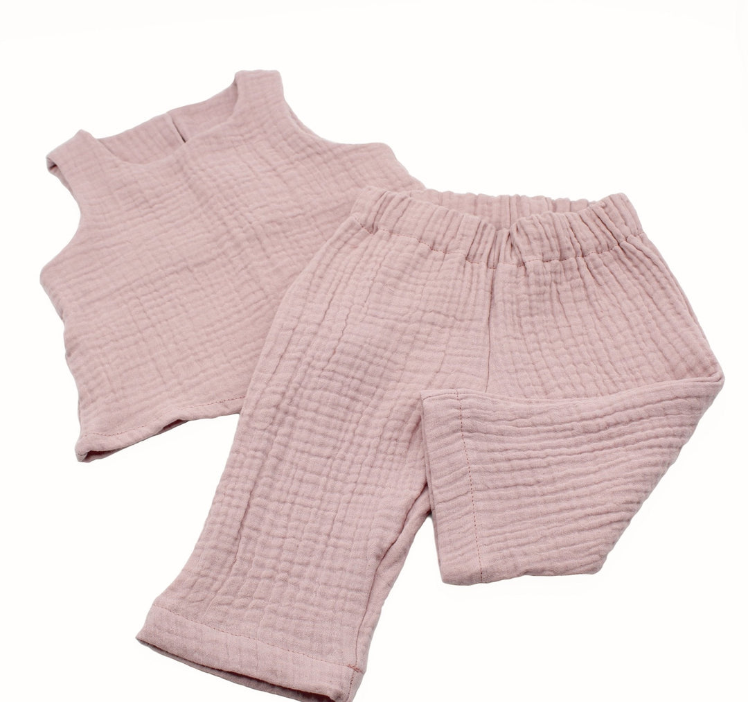 Muslin Summer Top and Pants - Pink 0 - 1 Year - AnnaKarinna