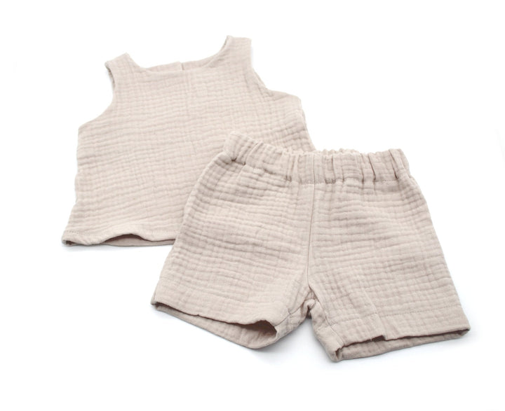 Muslin Summer Top and Shorts - Beige 0 - 1 Year - AnnaKarinna