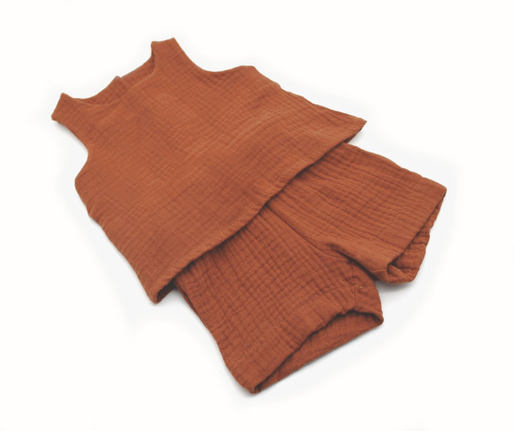 Muslin Summer Top and Shorts - Cognac 0 - 1 Year - AnnaKarinna