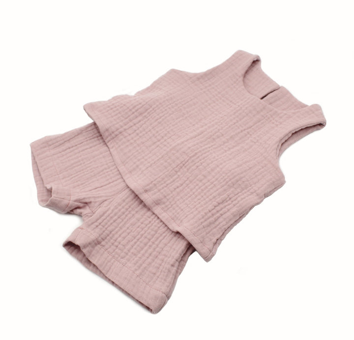 Muslin Summer Top and Shorts - Pink 0 - 1 Year - AnnaKarinna