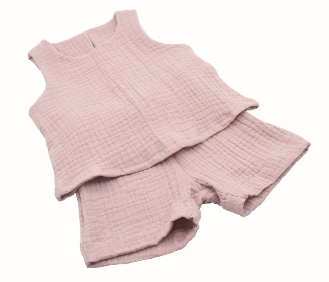 Muslin Summer Top and Shorts - Pink 1 - 3 Years - AnnaKarinna