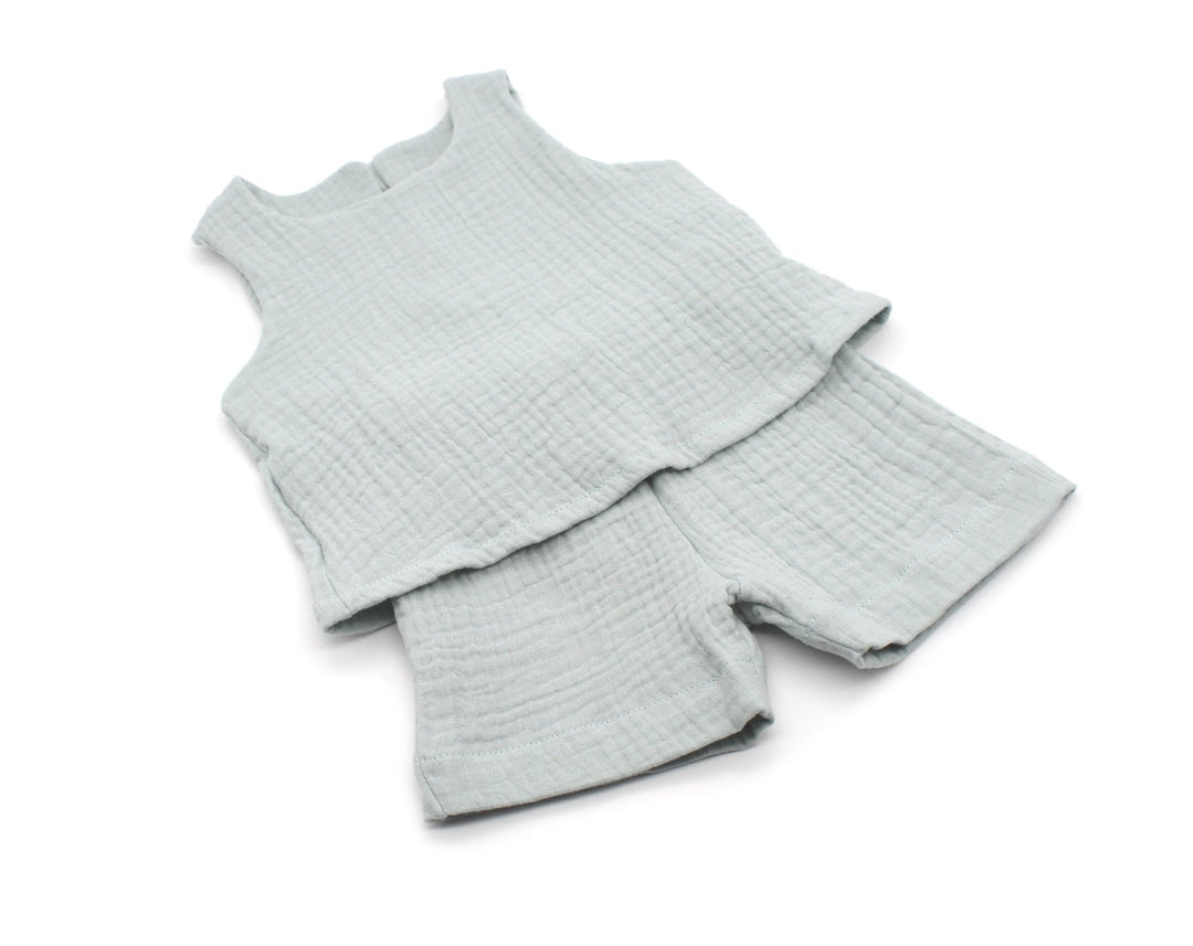 Muslin Summer Top and Shorts - Sea Green 0 - 1 Year - AnnaKarinna