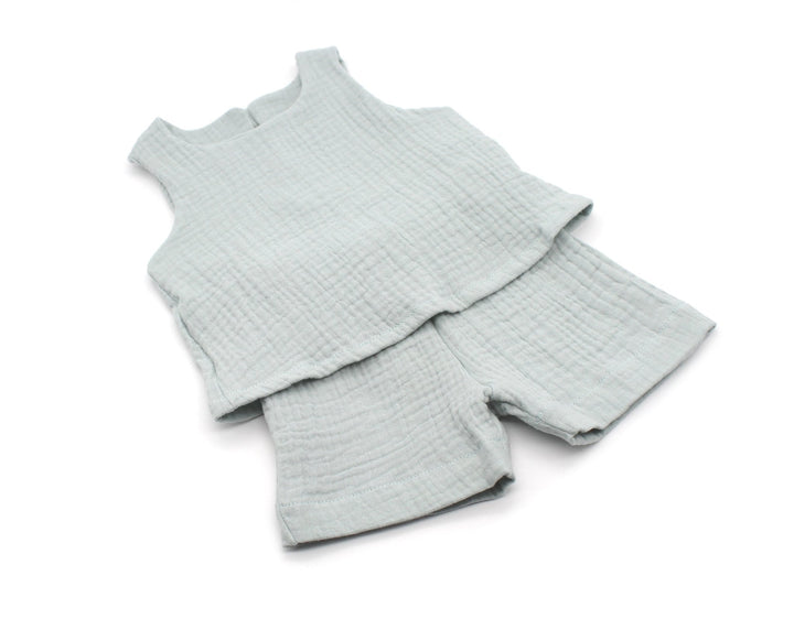 Muslin Summer Top and Shorts - Sea Green 4 - 6 Years - AnnaKarinna