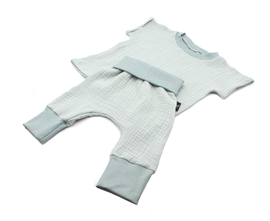 Muslin T-shirt and Baggy Pants Set - Sea Green 0 - 1 Year - AnnaKarinna