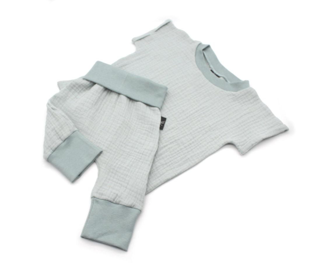 Muslin T-shirt and Baggy Pants Set - Sea Green 1 - 3 Years - AnnaKarinna