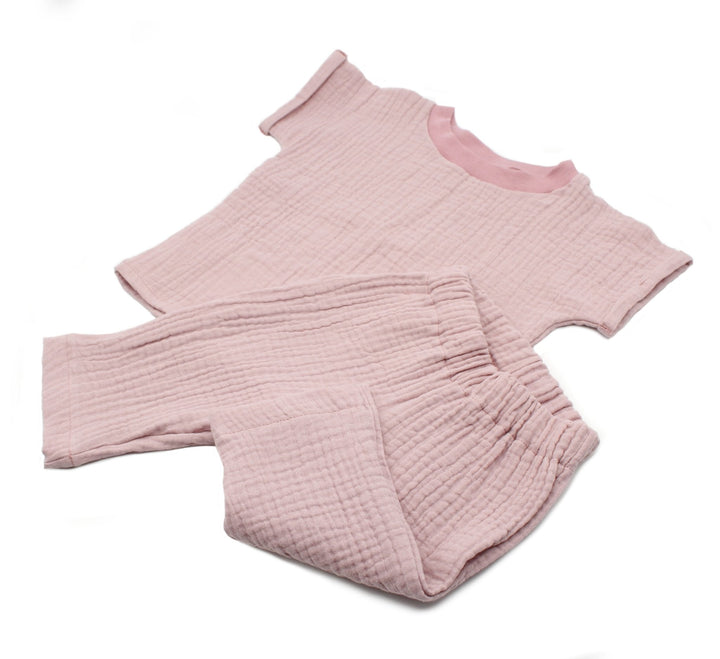 Muslin T-shirt and Pants Set - Pink 1 - 3 Years - AnnaKarinna