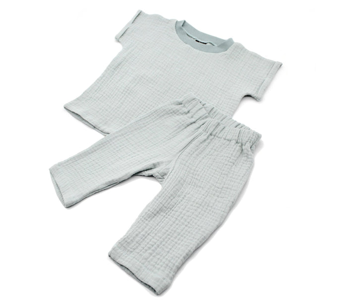 Muslin T-shirt and Pants Set - Sea Green 0 - 1 Year - AnnaKarinna