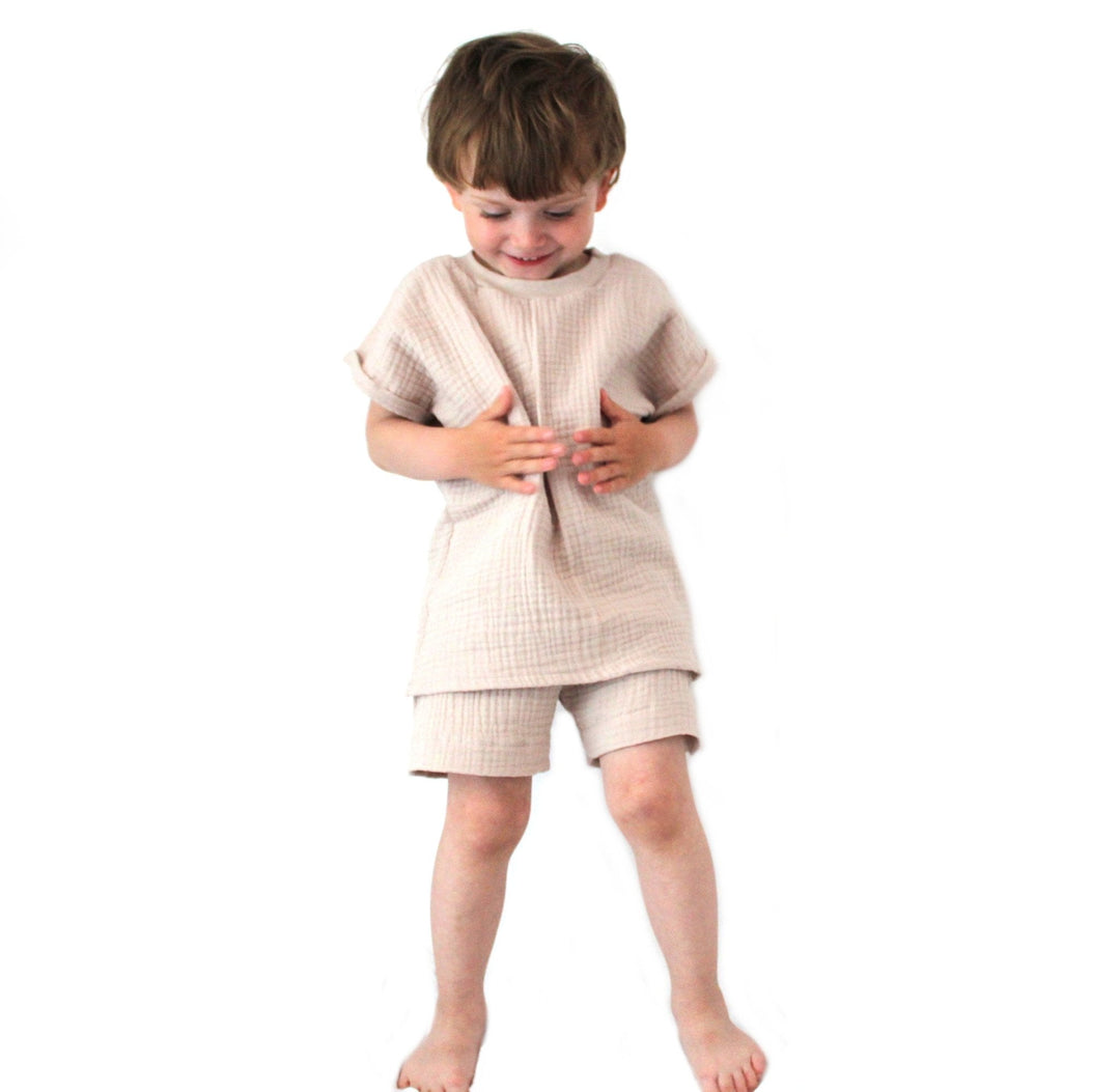 Muslin T-shirt and shorts set - Beige 0 - 1 Year - AnnaKarinna